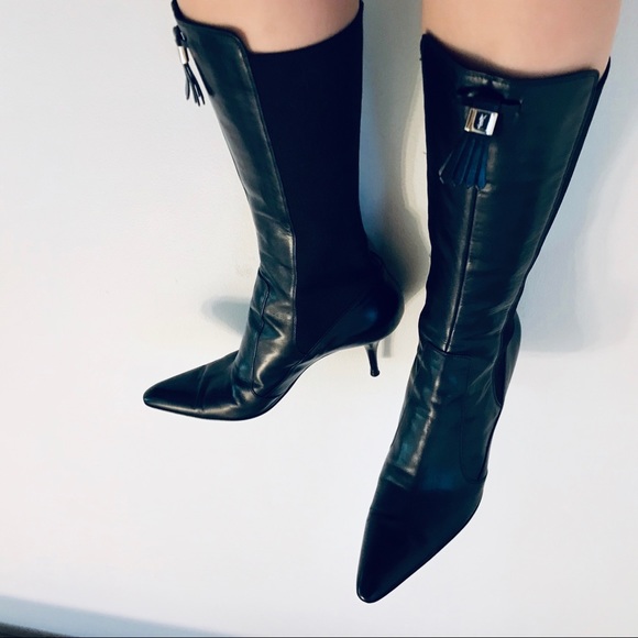 ysl black leather boots